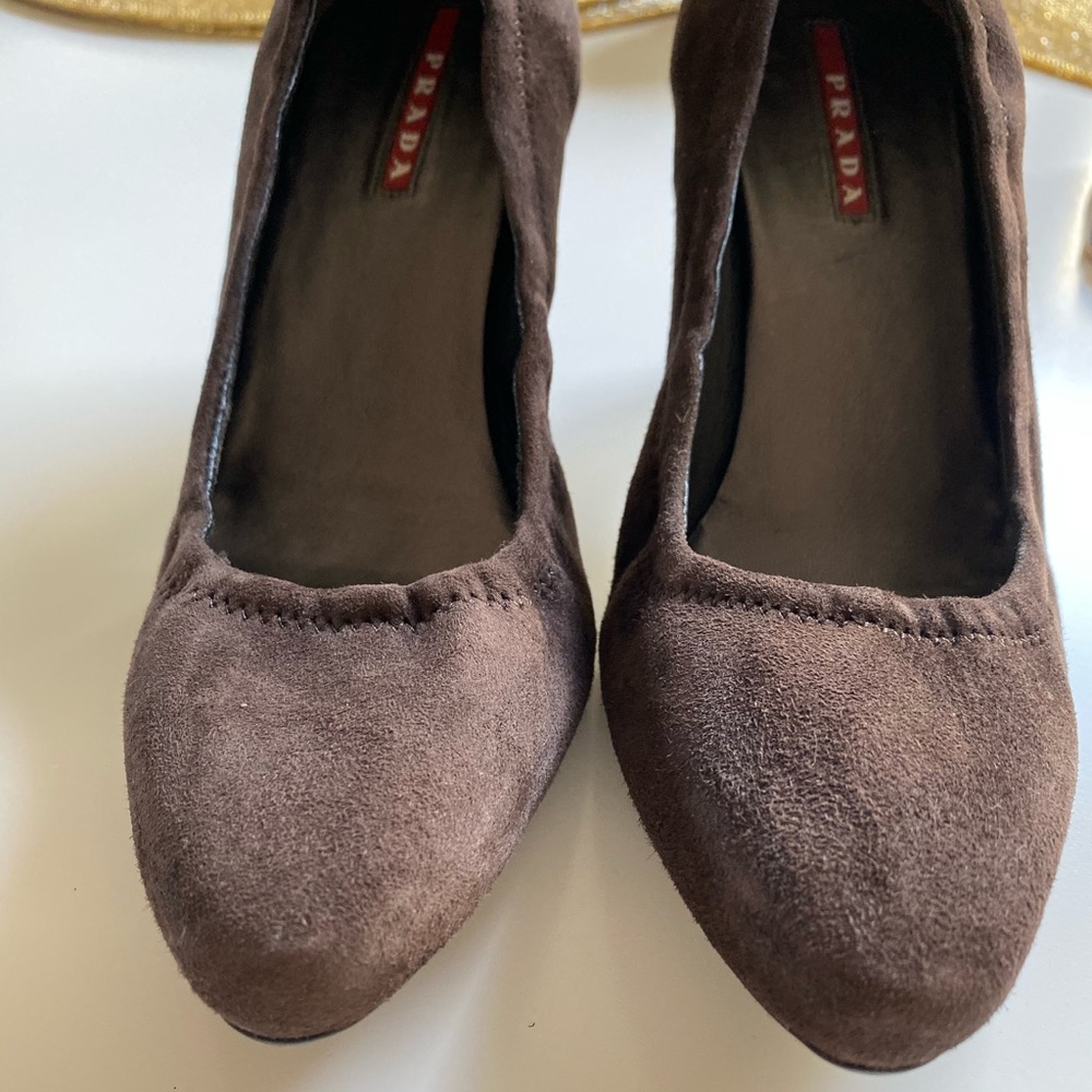 Brown Suede Prada pumps